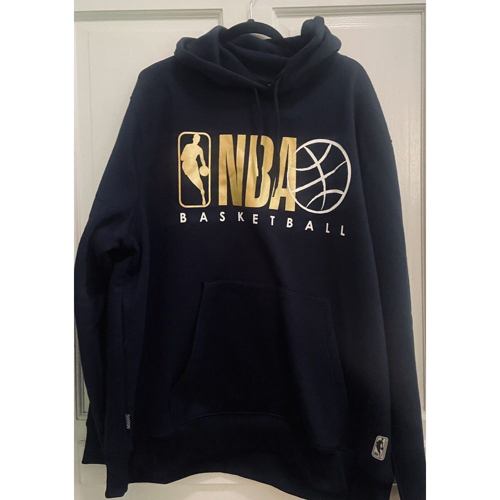NBA Licensed Mens Pullover Basketball Hoodie Sweatshirt Size 2XL Black Gold NWT
